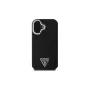 Guess GUHMP16SPGTSPSK iPhone 16 nero Custodia rigida Grained Triangle MagSafe