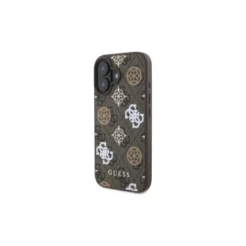 Guess Peony su sfondo 4G Custodia MagSafe per iPhone 16 (marrone)