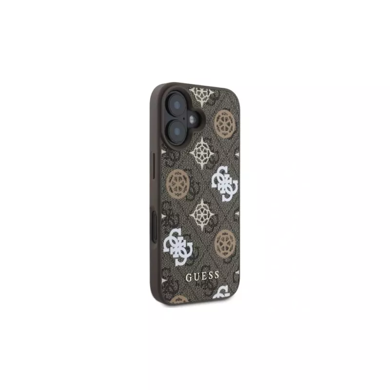Guess Peony su sfondo 4G Custodia MagSafe per iPhone 16 (marrone)