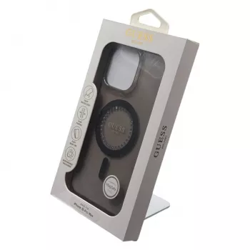Guess IML Rhinestones Custodia MagSafe per iPhone 16 Pro Max (nero)