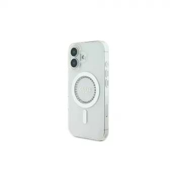 Guess GUHMP16SPFTDTEH Custodia rigida IML Rhinestones MagSafe per Apple iPhone 16 6,1