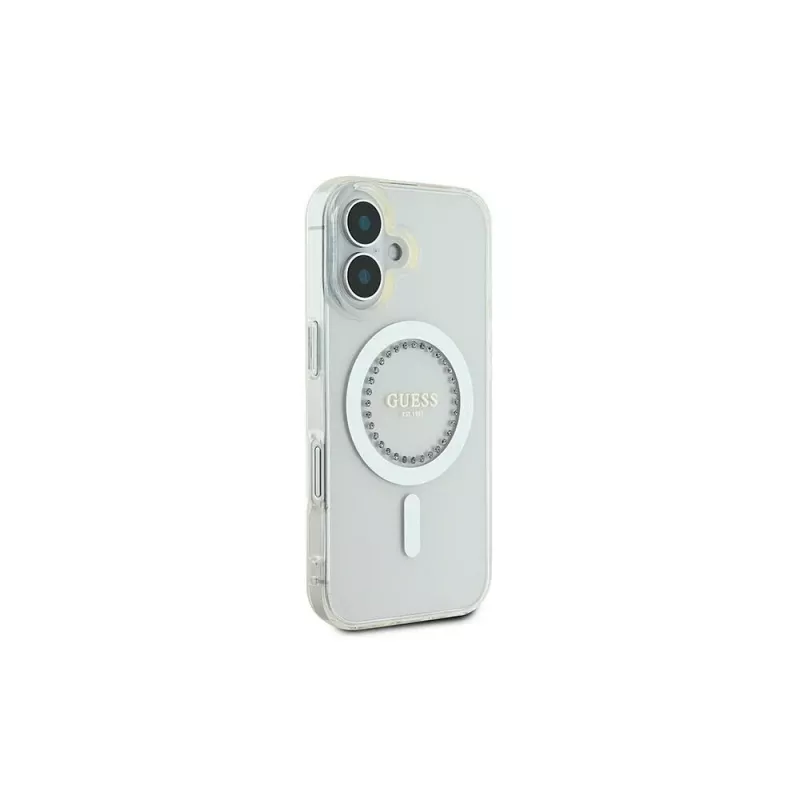 Guess GUHMP16SPFTDTEH Custodia rigida IML Rhinestones MagSafe per Apple iPhone 16 6,1