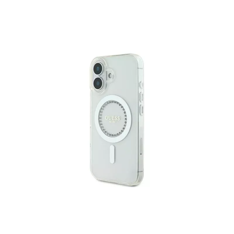 Guess GUHMP16MPFTDTEH Custodia rigida IML Rhinestones MagSafe per Apple iPhone 16 Plus 6,7