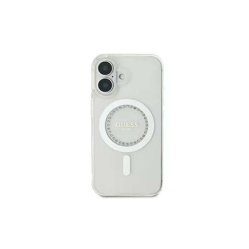 Guess GUHMP16MPFTDTEH Custodia rigida IML Rhinestones MagSafe per Apple iPhone 16 Plus 6,7