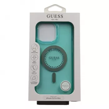 Guess IML Rhinestones Custodia MagSafe per iPhone 16 Pro Max (verde)