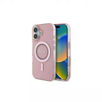 Guess IML Rhinestones Custodia MagSafe per iPhone 16 (rosa)