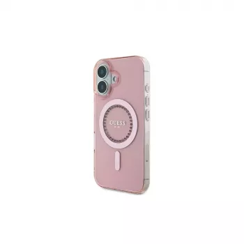 Guess IML Rhinestones Custodia MagSafe per iPhone 16 (rosa)