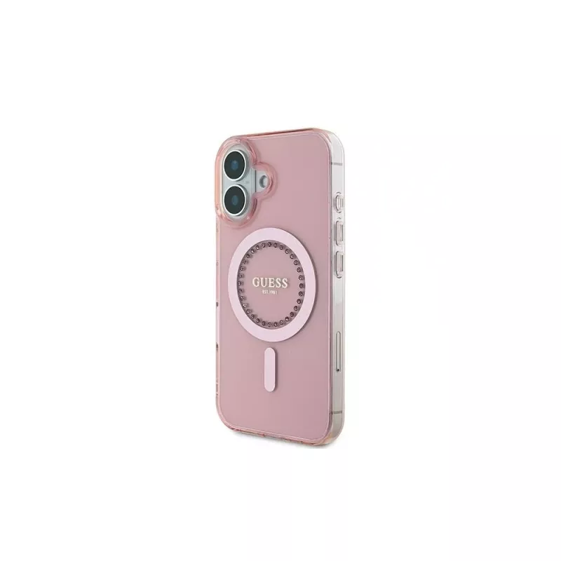 Guess IML Rhinestones Custodia MagSafe per iPhone 16 (rosa)