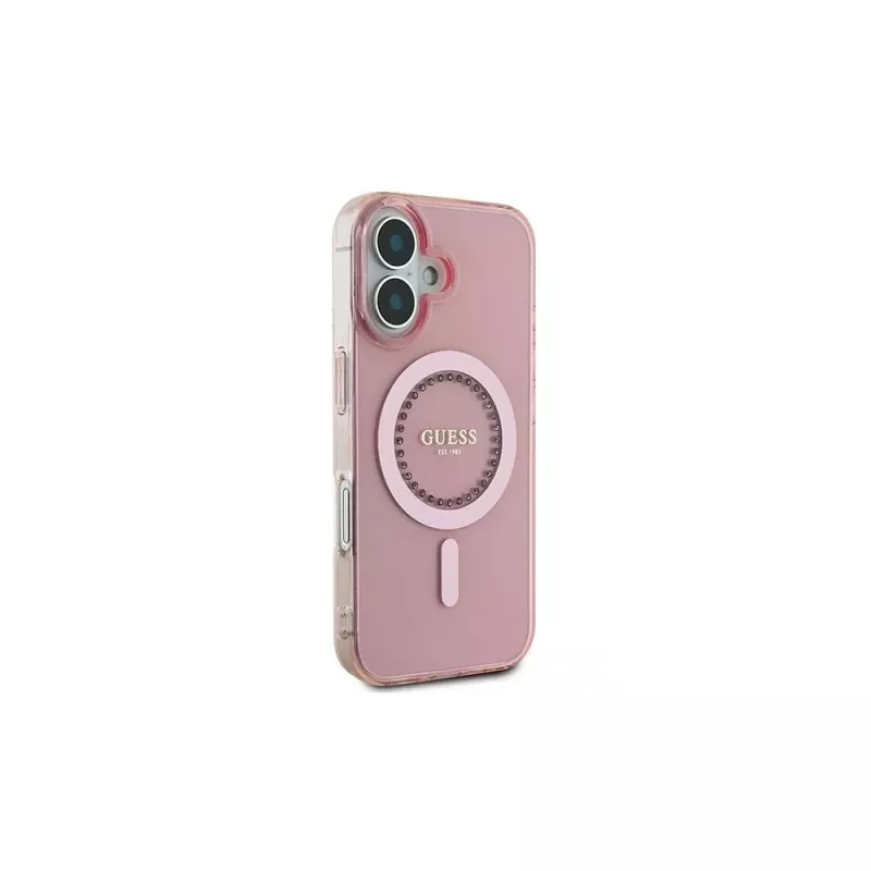 Guess IML Rhinestones Custodia MagSafe per iPhone 16 (rosa)