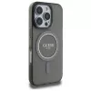 Guess GUHMP16LHFGEREK Custodia rigida IML Glitter Circle MagSafe per iPhone 16 Pro 6.3 nero