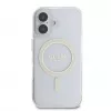 Guess GUHMP16SHFGERET iPhone 16 trasparente Custodia rigida IML Glitter Circle MagSafe