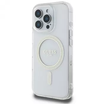 Guess Glitter Circle Custodia rigida MagSafe per Apple iPhone 16 Pro Max (6,9