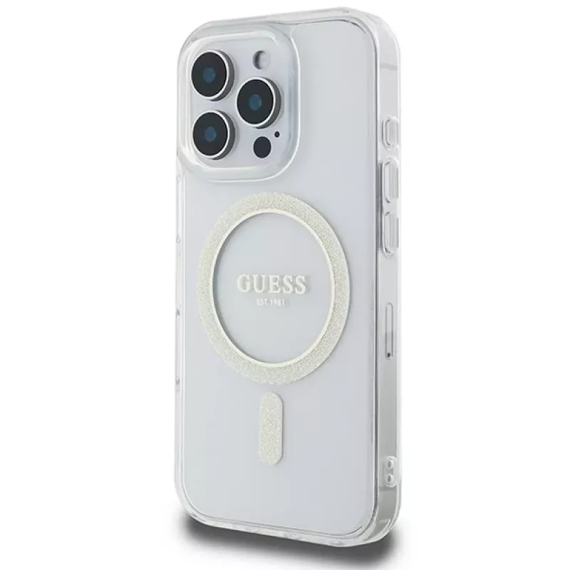 Guess Glitter Circle Custodia rigida MagSafe per Apple iPhone 16 Pro Max (6,9