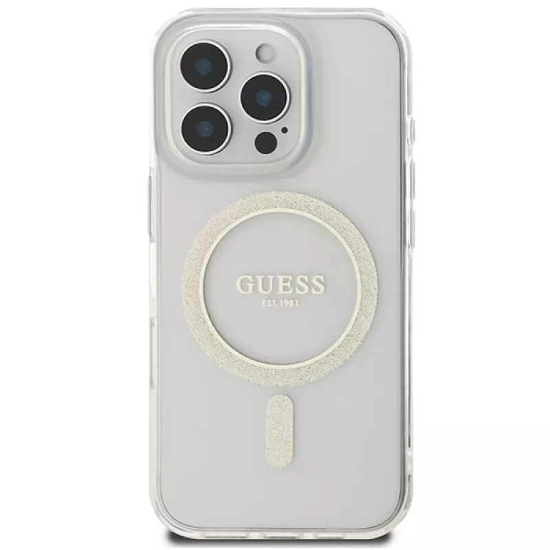 Guess Glitter Circle Custodia rigida MagSafe per Apple iPhone 16 Pro Max (6,9