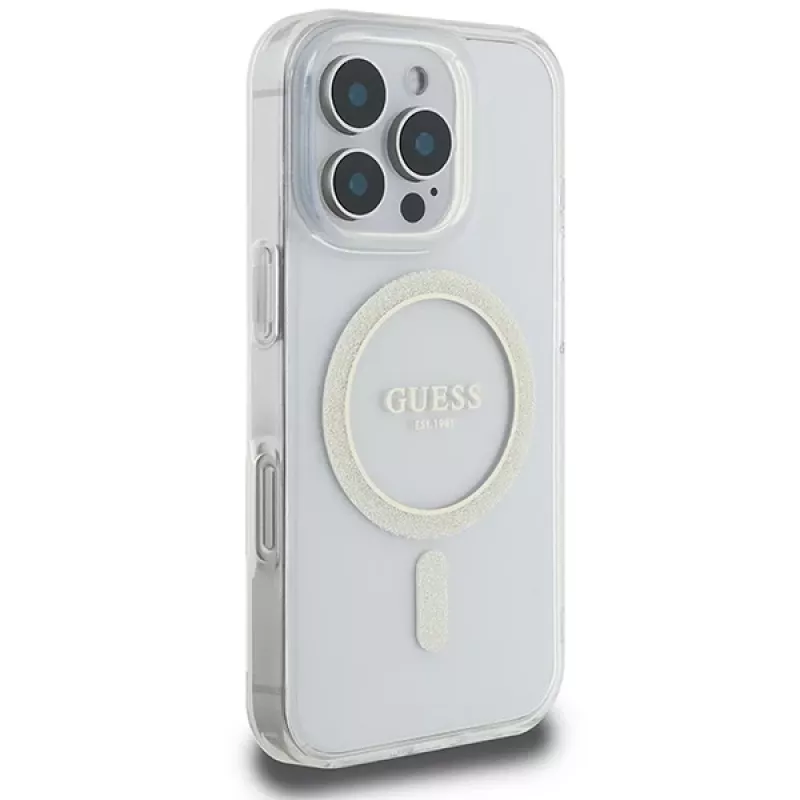 Guess Glitter Circle Custodia rigida MagSafe per Apple iPhone 16 Pro Max (6,9