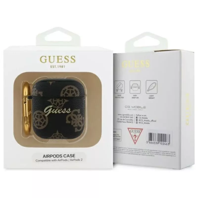 Guess GUA2PG4GPK Cover per AirPods 1/2 nero 4G Hook
