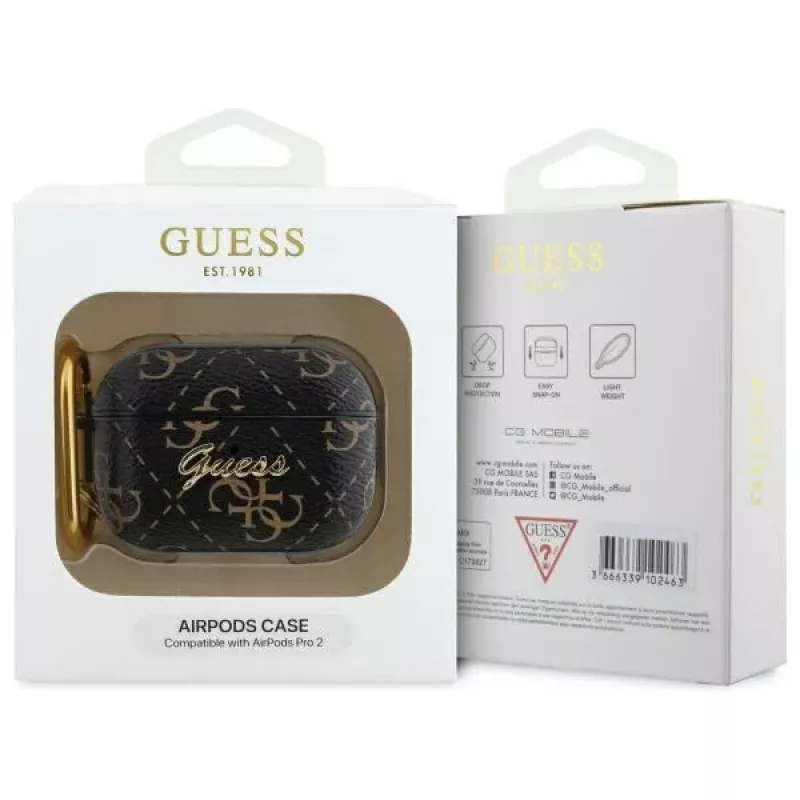 Guess GUAP2PG4GPK Cover per AirPods Pro 2 (2022/2023) nero 4G Hook
