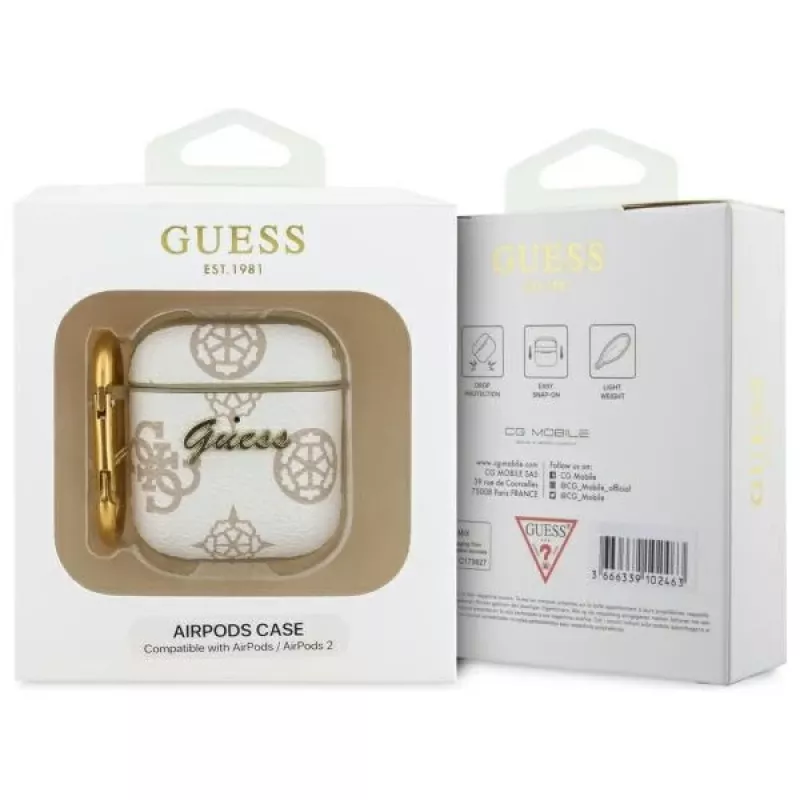 Guess GUA2PG4GPH Cover per AirPods 1/2 bianco 4G Hook