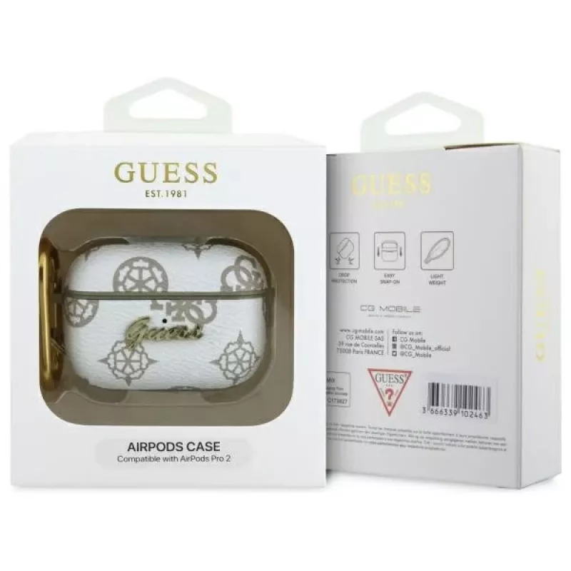 Guess GUAP2PG4GPH Cover per AirPods Pro 2 (2022/2023) bianco 4G Hook