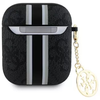 Guess GUA2P4RPSK Cover per AirPods 1/2 nero 4G Printed Stripes Charm