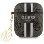 Guess GUA2P4RPSW Cover AirPods 1/2 marrone 4G strisce stampate ciondolo