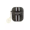 Guess GUA2P4RPSW Cover AirPods 1/2 marrone 4G strisce stampate ciondolo
