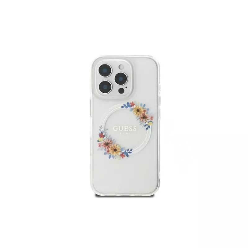 Guess GUHMP16LHFWFCT Custodia rigida per iPhone 16 Pro 6,3