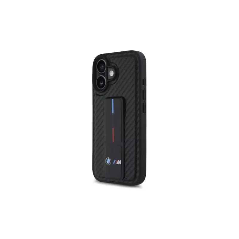 BMW BMHCP16SGSPCCK M Grip Stand Smooth and Carbon custodia rigida per iPhone 16 6.1 – nero
