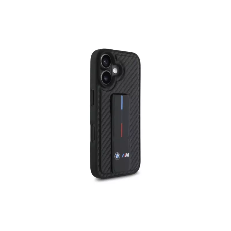 BMW BMHCP16SGSPCCK M Grip Stand Smooth and Carbon custodia rigida per iPhone 16 6.1 – nero