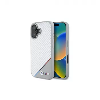 BMW M Carbon Tricolor Line custodia rigida per iPhone 16 6,1
