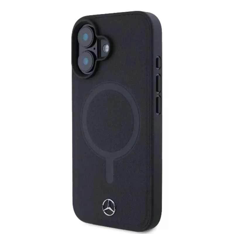 Mercedes-Benz MEHMP16S23RCMK custodia rigida per iPhone 16 6,1 inch nera in pelle liscia MagSafe