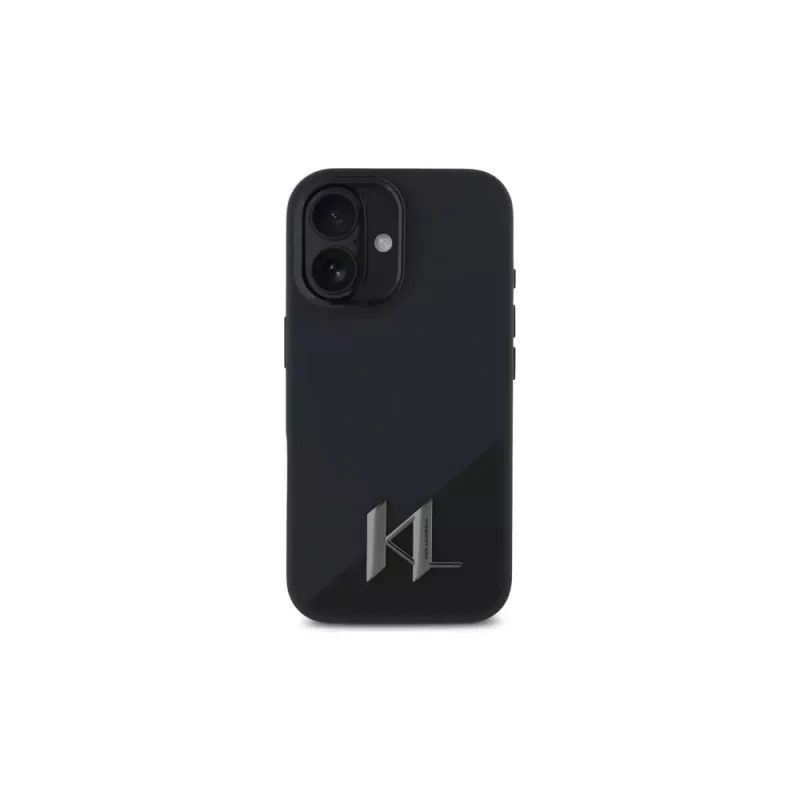 Karl Lagerfeld Shadow Metal Initial custodia rigida per Apple iPhone 16 6,1 inch - nero