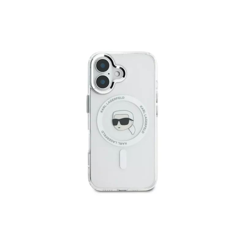 Karl Lagerfeld IML Metal Karl Head MagSafe custodia rigida per iPhone 16 Plus 6,7 inch bianco