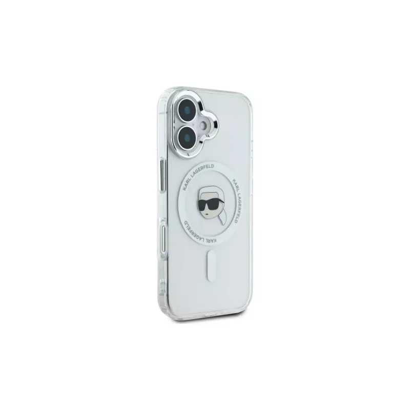 Karl Lagerfeld IML Metal Karl Head MagSafe custodia rigida per iPhone 16 Plus 6,7 inch bianco