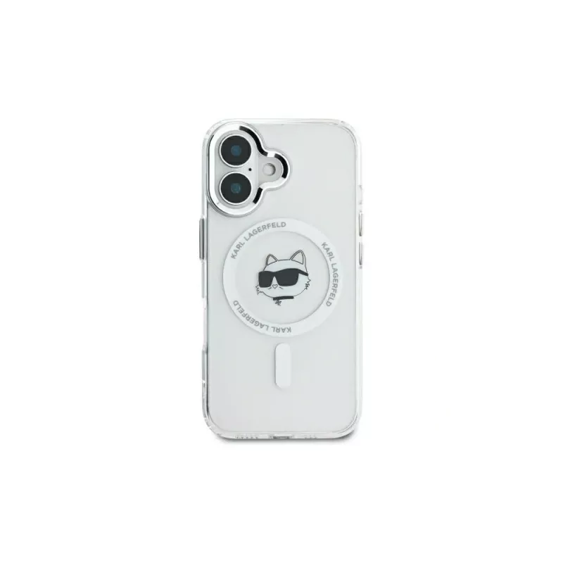 Karl Lagerfeld KLHMP16SHLSCHH iPhone 16 6,1 inch bianco custodia rigida IML Metal Choupette Head MagSafe
