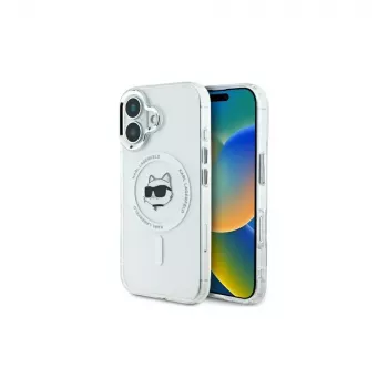 Karl Lagerfeld KLHMP16MHLSCHH custodia rigida IML Metal Choupette Head MagSafe per iPhone 16 Plus 6.7 bianco