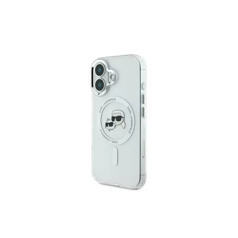 Karl Lagerfeld KLHMP16MHLSKCH iPhone 16 Plus 6.7 custodia rigida IML Metal Karl & Choupette Head MagSafe bianco