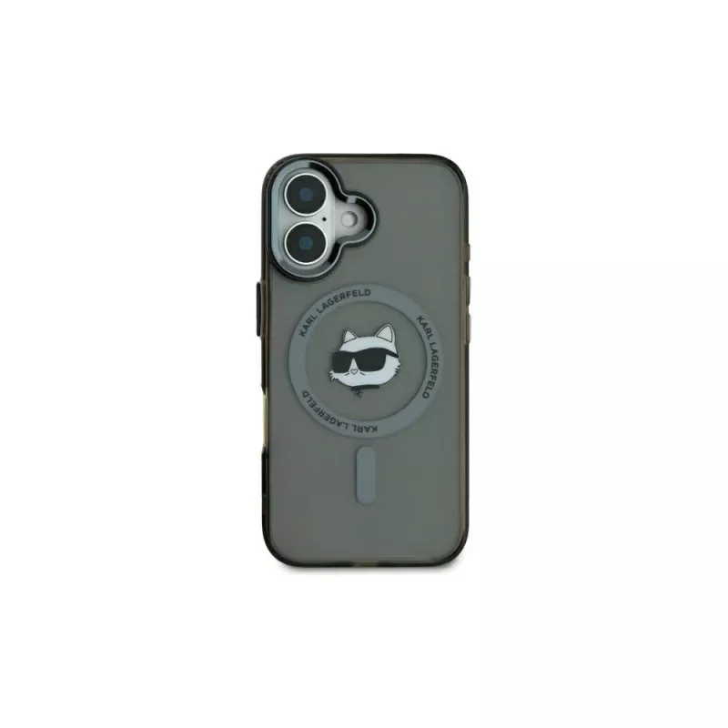 Karl Lagerfeld KLHMP16SHLSCHK iPhone 16 6.1 nero custodia rigida IML Metal Choupette Head MagSafe
