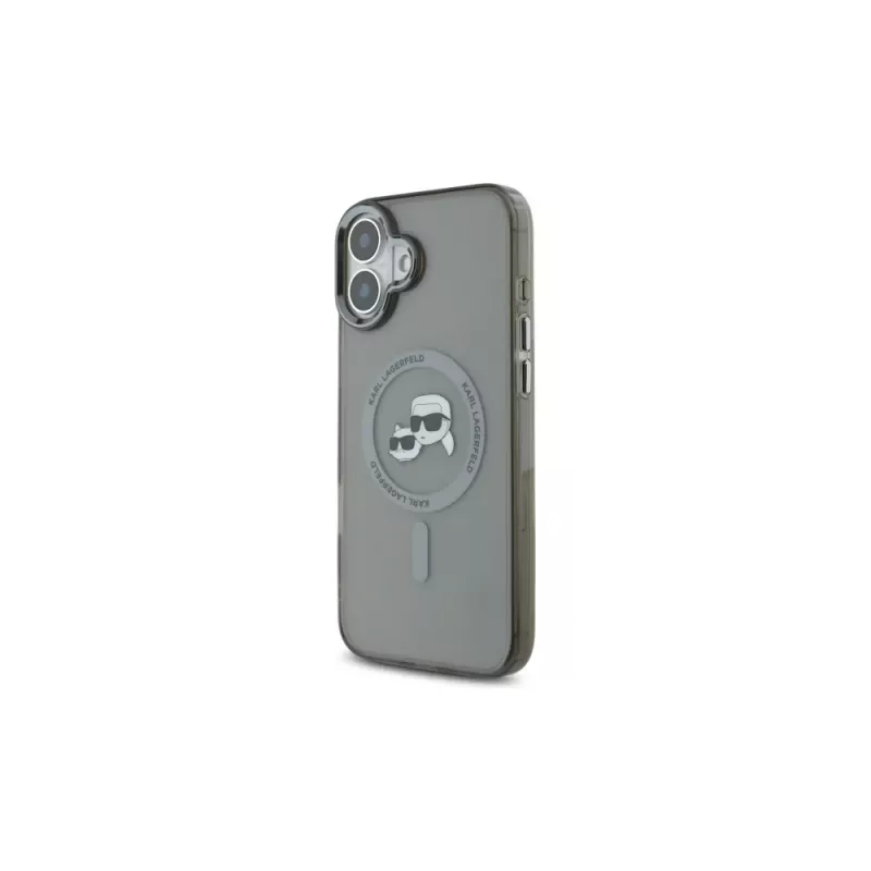 Karl Lagerfeld KLHMP16SHLSKCK custodia rigida per Apple iPhone 16 6,1 inch nero IML Metal Karl & Choupette Head MagSafe