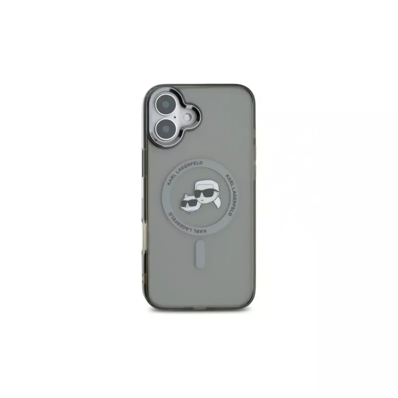 Karl Lagerfeld KLHMP16SHLSKCK custodia rigida per Apple iPhone 16 6,1 inch nero IML Metal Karl & Choupette Head MagSafe