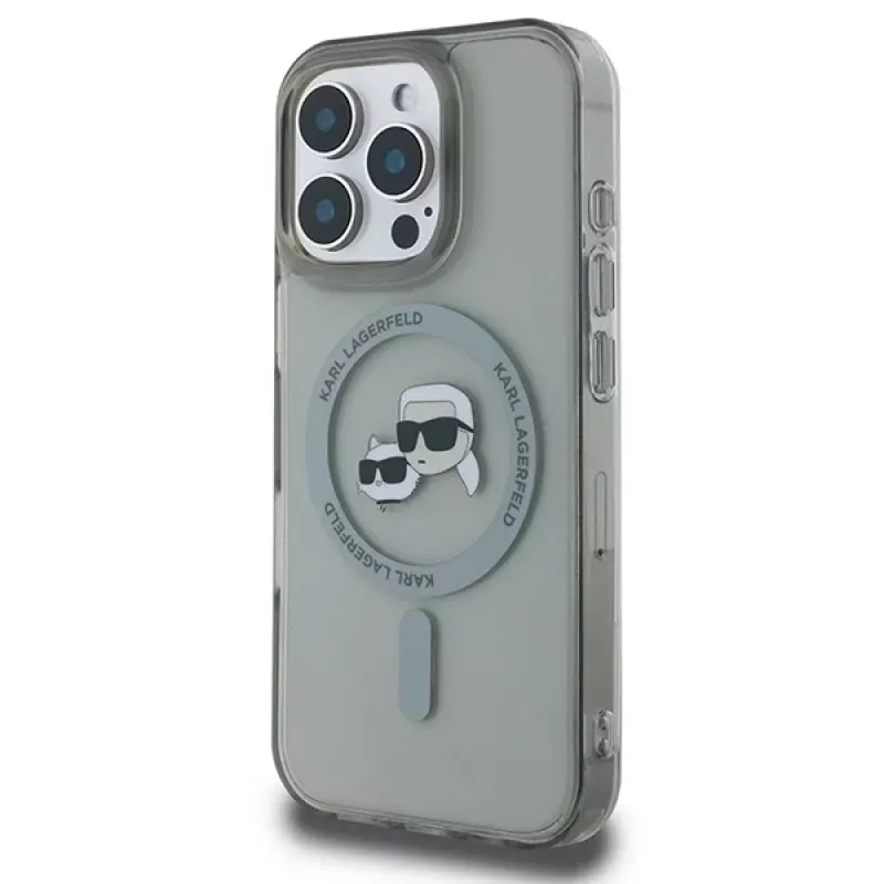 Karl Lagerfeld KLHMP16XHLSKCK custodia rigida IML Metal Karl & Choupette Head MagSafe per Apple iPhone 16 Pro Max da 6,9 pollici, nera