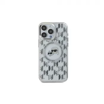 Karl Lagerfeld KLHMP16SHMCKMHT iPhone 16 trasparente IML Monogram Karl & Choupette Head MagSafe custodia