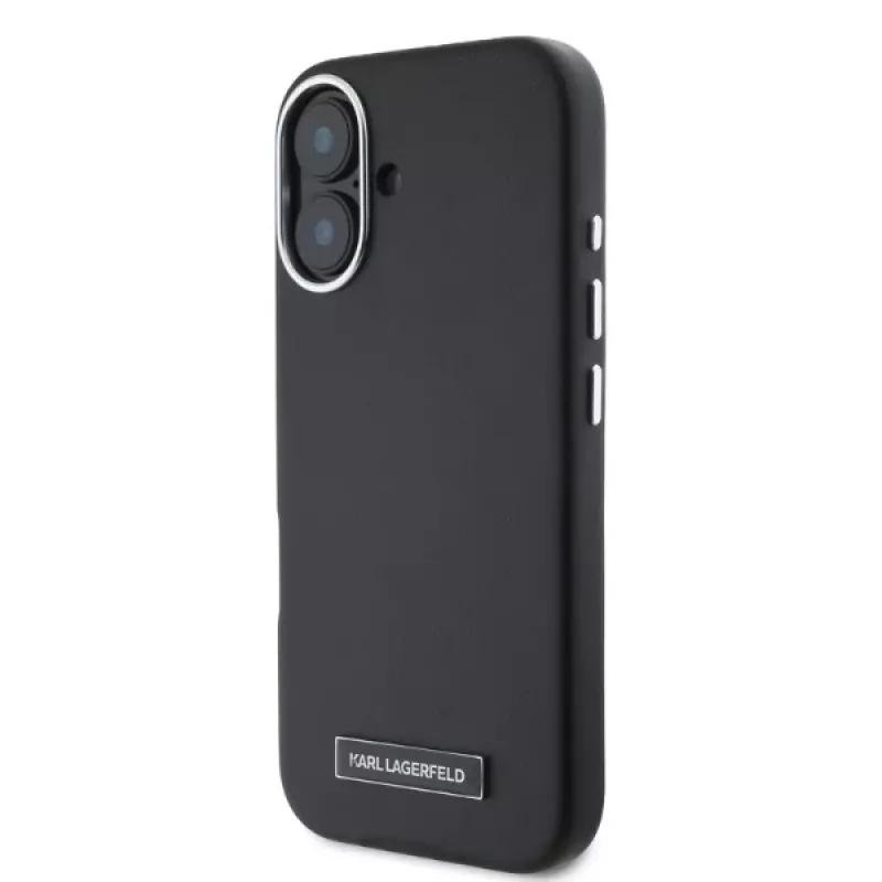 Karl Lagerfeld KLHMP16SPGMSRPK iPhone 16 6,1 inch nero custodia rigida con piastra metallica MagSafe