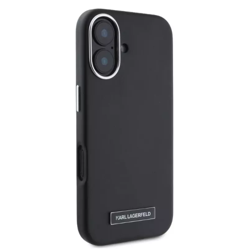 Karl Lagerfeld KLHMP16SPGMSRPK iPhone 16 6,1 inch nero custodia rigida con piastra metallica MagSafe