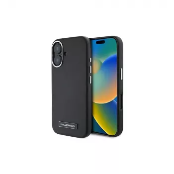 Karl Lagerfeld KLHMP16MPGMSRPK iPhone 16 Plus 6.7 custodia rigida con piastra metallica, MagSafe – nero