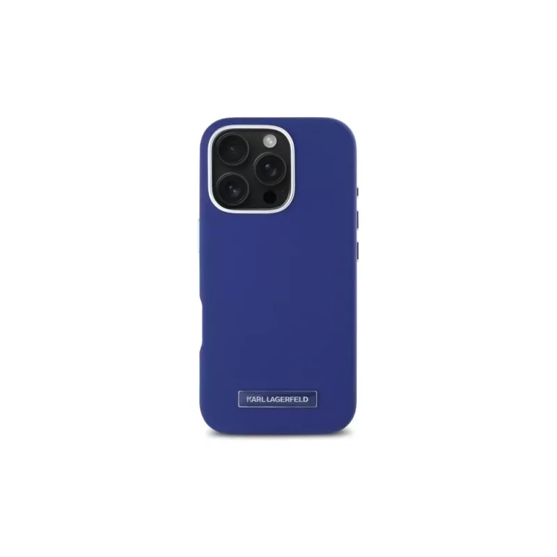 Karl Lagerfeld KLHMP16LPGMSRPB custodia rigida Metal Plate MagSafe per iPhone 16 Pro 6.3 blu