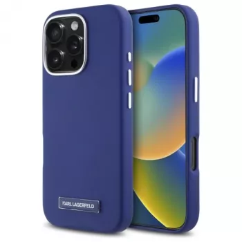 Karl Lagerfeld KLHMP16XPGMSRPB iPhone 16 Pro Max 6.9 blu custodia rigida FW Metal Plate MagSafe