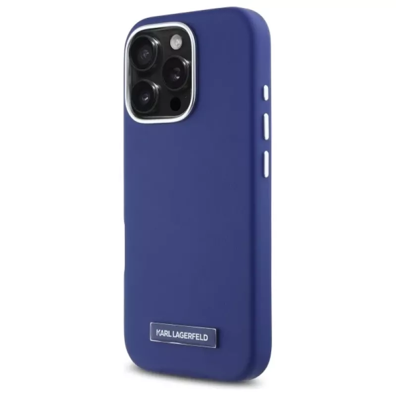 Karl Lagerfeld KLHMP16XPGMSRPB iPhone 16 Pro Max 6.9 blu custodia rigida FW Metal Plate MagSafe