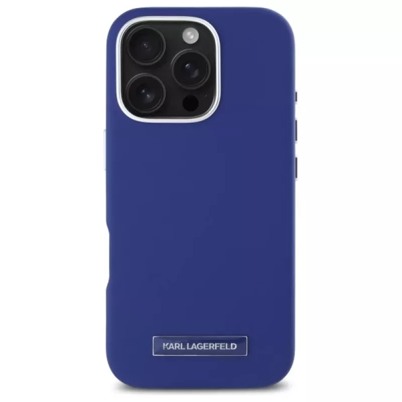 Karl Lagerfeld KLHMP16XPGMSRPB iPhone 16 Pro Max 6.9 blu custodia rigida FW Metal Plate MagSafe