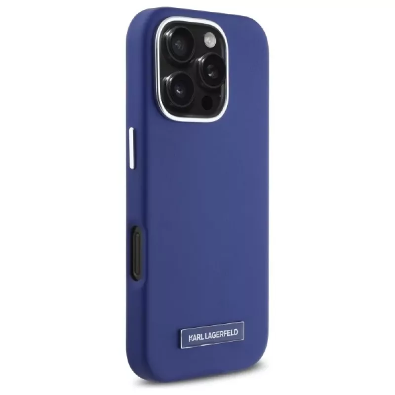 Karl Lagerfeld KLHMP16XPGMSRPB iPhone 16 Pro Max 6.9 blu custodia rigida FW Metal Plate MagSafe